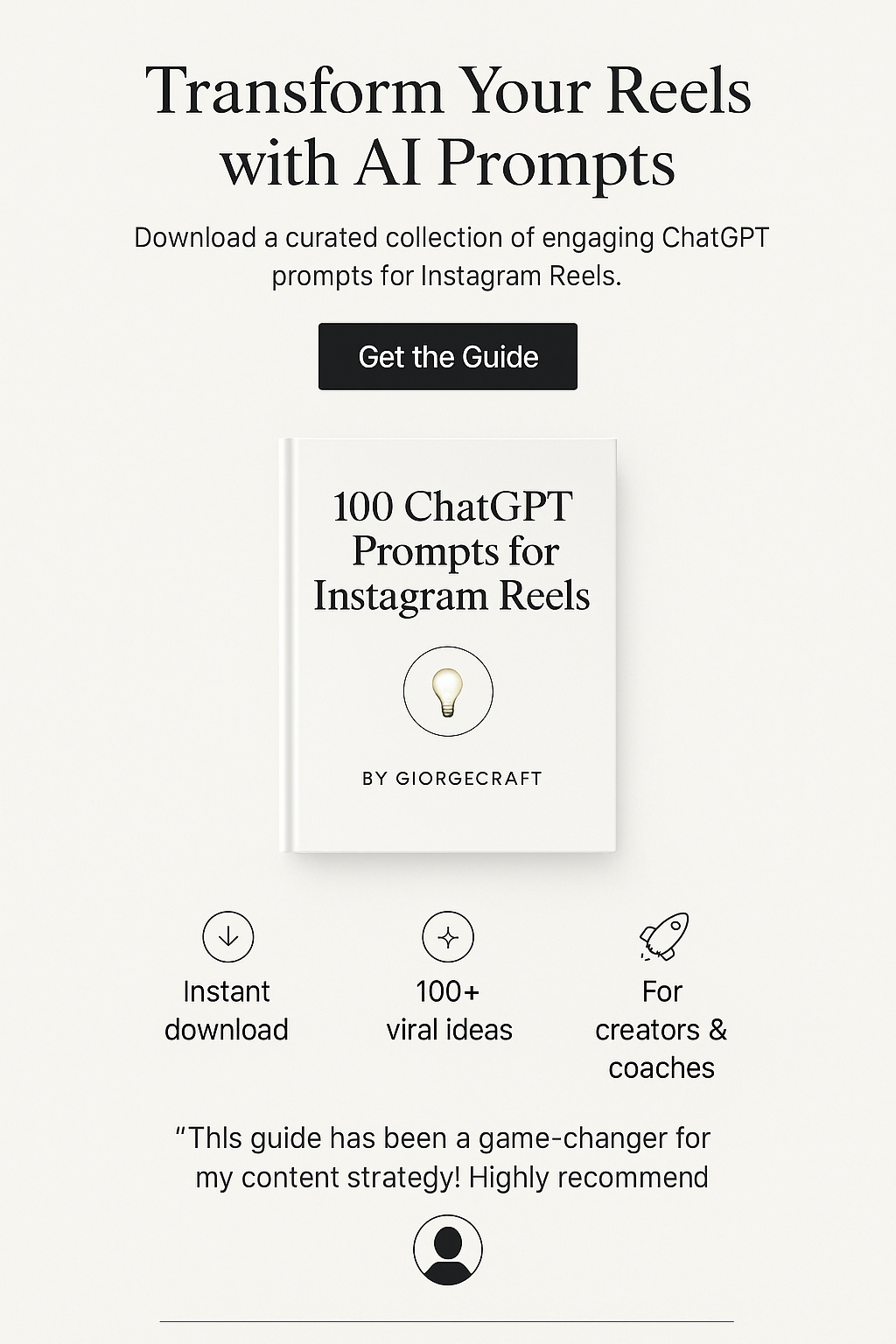 100 ChatGPT Prompts for Instagram Reels by George Adams